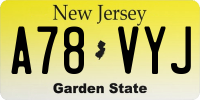NJ license plate A78VYJ