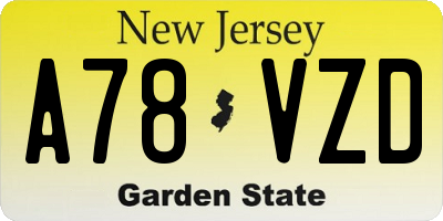 NJ license plate A78VZD