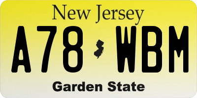 NJ license plate A78WBM