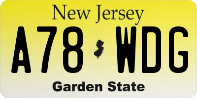 NJ license plate A78WDG
