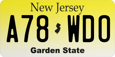 NJ license plate A78WDO