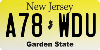 NJ license plate A78WDU