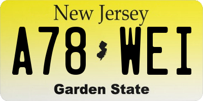 NJ license plate A78WEI