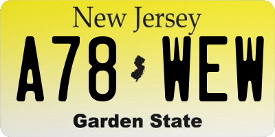 NJ license plate A78WEW