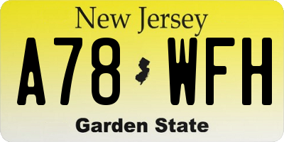 NJ license plate A78WFH