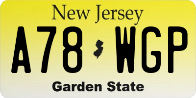 NJ license plate A78WGP
