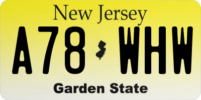 NJ license plate A78WHW