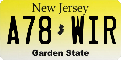 NJ license plate A78WIR