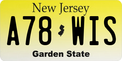 NJ license plate A78WIS
