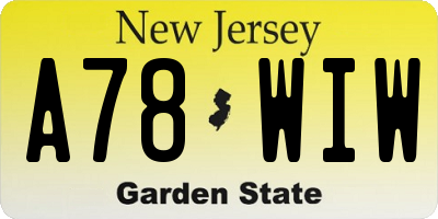 NJ license plate A78WIW