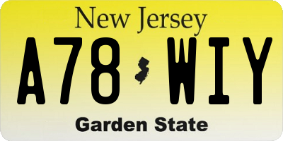 NJ license plate A78WIY