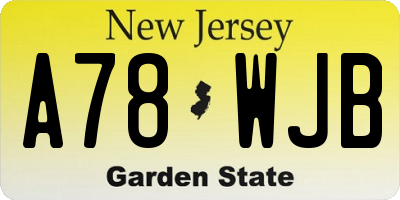 NJ license plate A78WJB