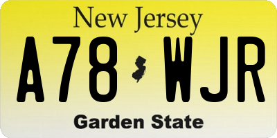 NJ license plate A78WJR