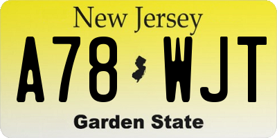 NJ license plate A78WJT