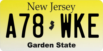 NJ license plate A78WKE