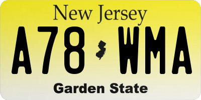 NJ license plate A78WMA