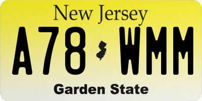 NJ license plate A78WMM