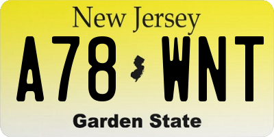 NJ license plate A78WNT
