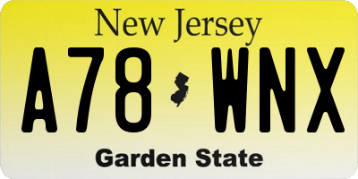 NJ license plate A78WNX
