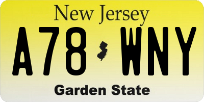 NJ license plate A78WNY