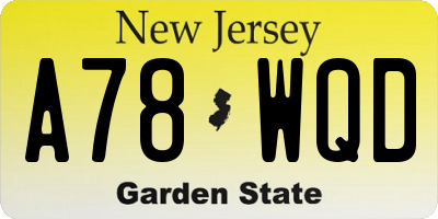 NJ license plate A78WQD