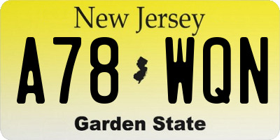 NJ license plate A78WQN