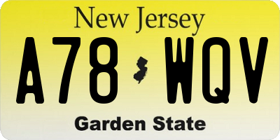 NJ license plate A78WQV