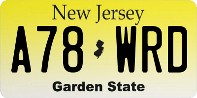 NJ license plate A78WRD