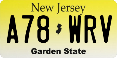 NJ license plate A78WRV