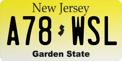 NJ license plate A78WSL