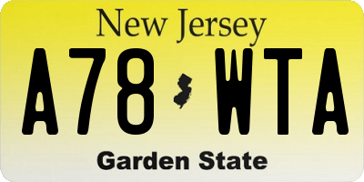 NJ license plate A78WTA