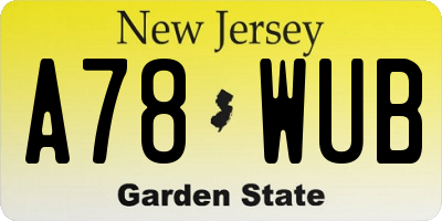 NJ license plate A78WUB