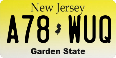 NJ license plate A78WUQ