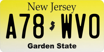 NJ license plate A78WVO