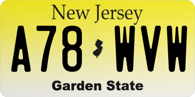 NJ license plate A78WVW