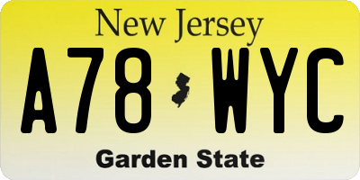 NJ license plate A78WYC