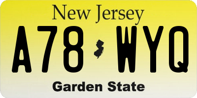 NJ license plate A78WYQ