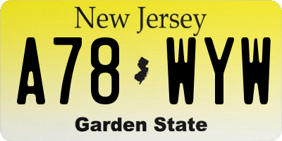 NJ license plate A78WYW