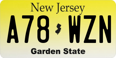 NJ license plate A78WZN