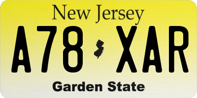 NJ license plate A78XAR