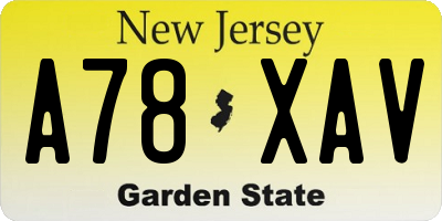 NJ license plate A78XAV