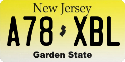 NJ license plate A78XBL