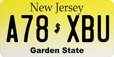 NJ license plate A78XBU