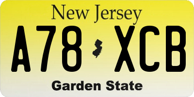 NJ license plate A78XCB