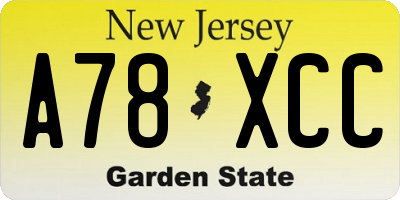 NJ license plate A78XCC