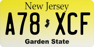 NJ license plate A78XCF