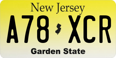 NJ license plate A78XCR