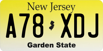 NJ license plate A78XDJ