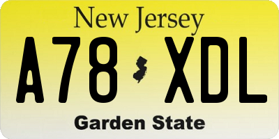 NJ license plate A78XDL