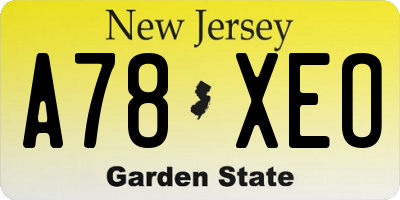 NJ license plate A78XEO